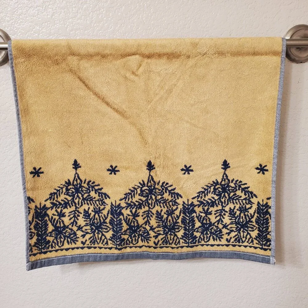 Vintage Southern Living Navy Blue & Yellow Hand Towel